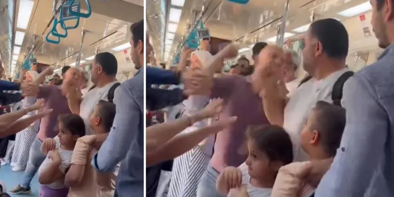 Marmaray'da Şok! Çocukların Gözü Önünde Dayak!