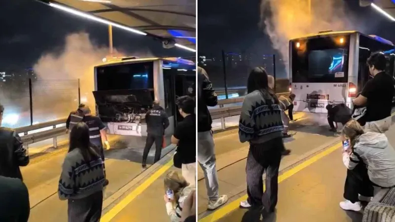 İstanbul'da Metrobüs Alev Alev! Yolcular Son Anda Kurtarıldı
